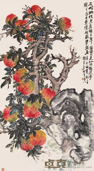 赵云壑 辛巳（1941）年作 千年蟠桃 立轴 148×81cm